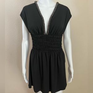 Sheri Bodell little black dress with stone embellished neckline size small